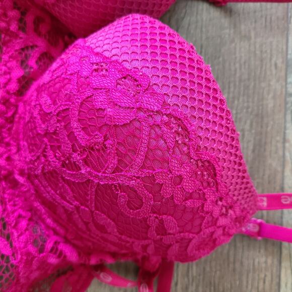 Bebe Bra 36C Underwire Floral Pink Lace Nylon‎ Spandex Blend Opaque - Picture 14 of 14